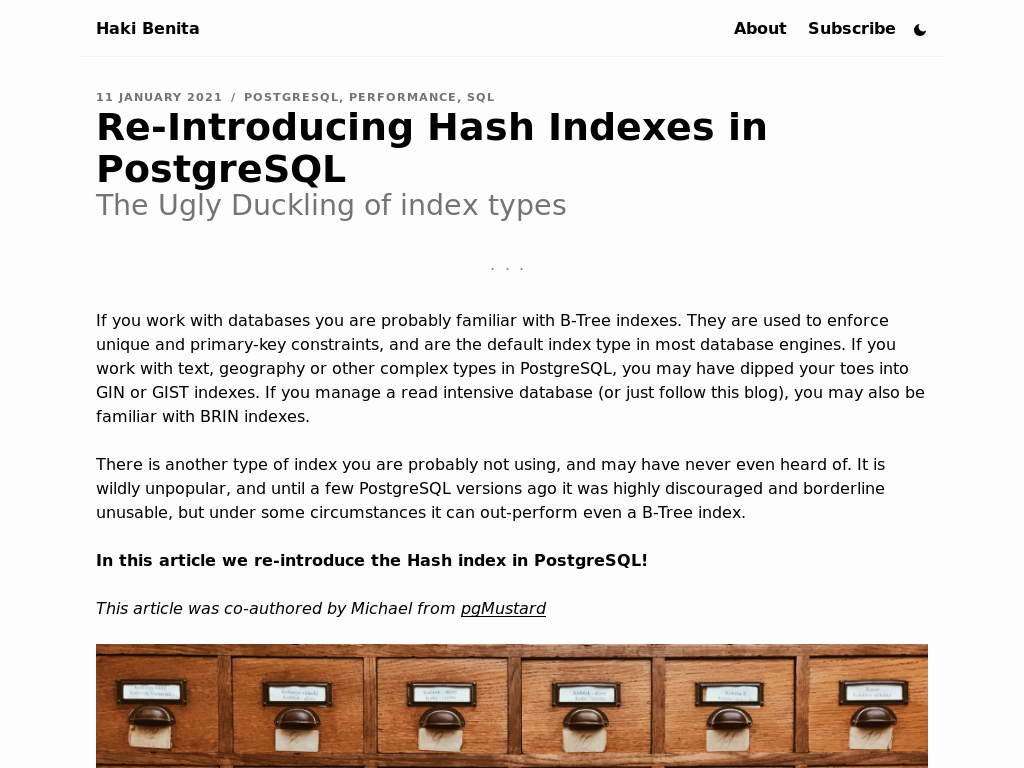 Re-Introducing Hash Indexes in PostgreSQL
