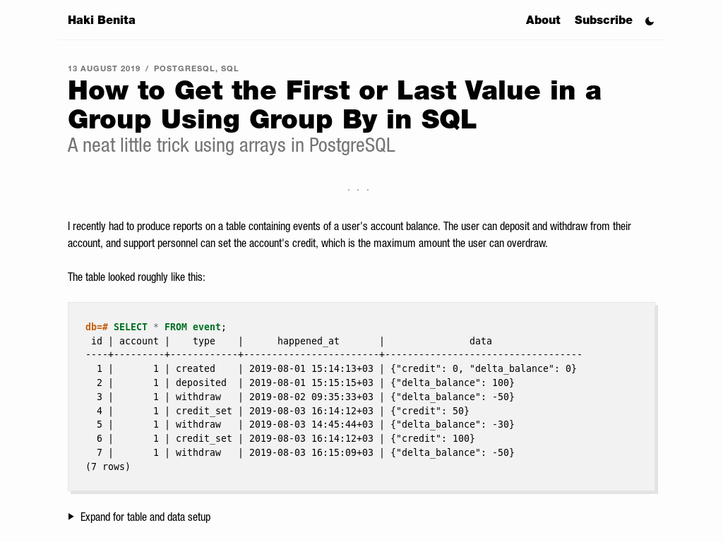 How to Get the First or Last Value in a Group Using Group By in SQL