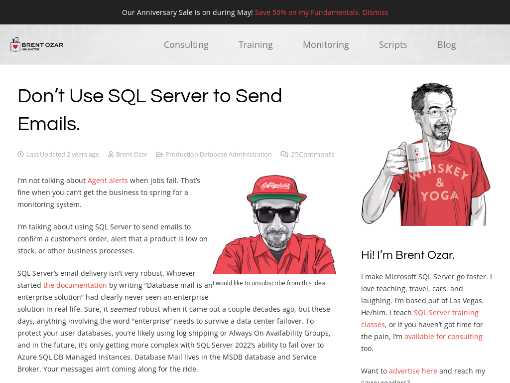 Good Reasons Not To Use SQL Server To Send Emails